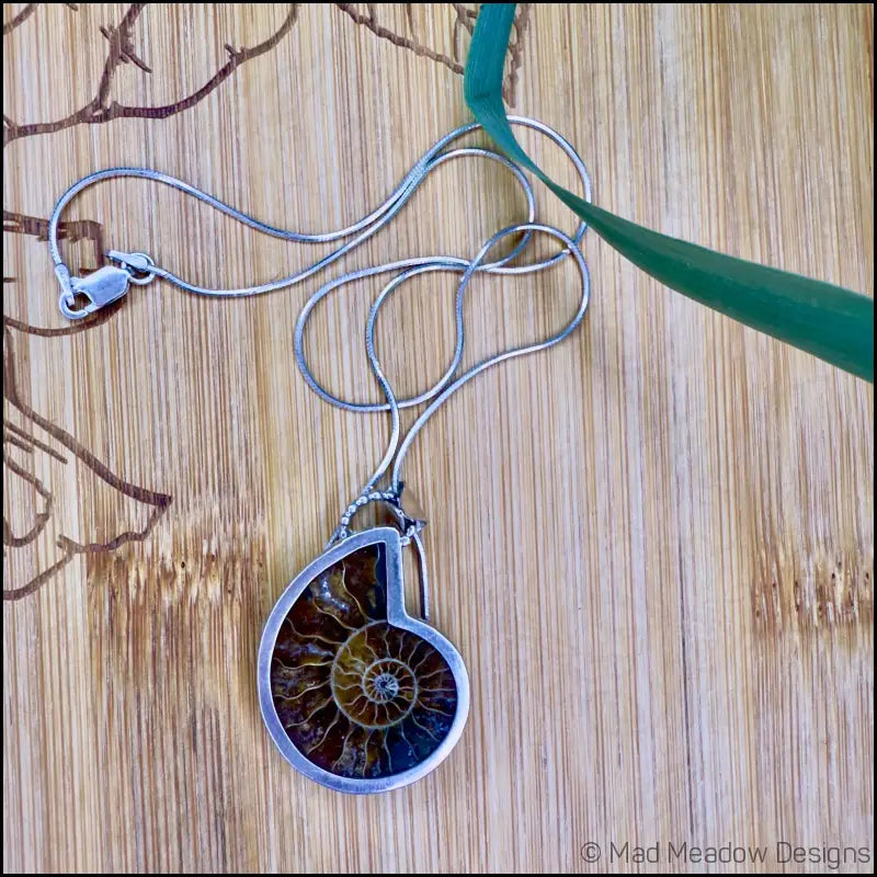 Reversible Ammonite Sterling Silver Pendant Necklace - Jewelry