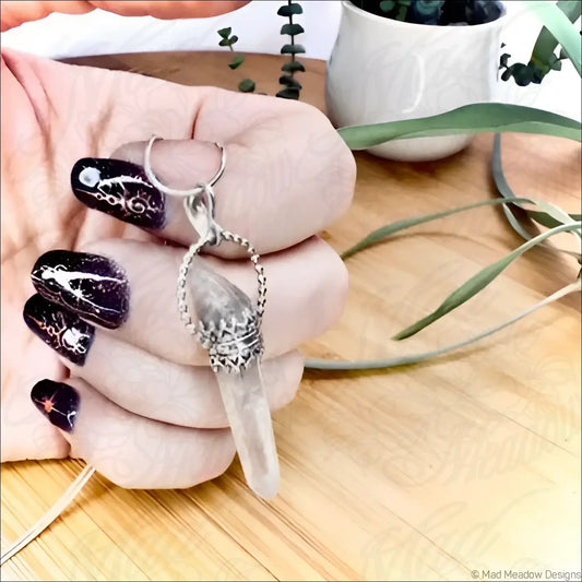 Sterling Silver Quartz Crystal Point Goddess Pendant Necklace - Jewelry