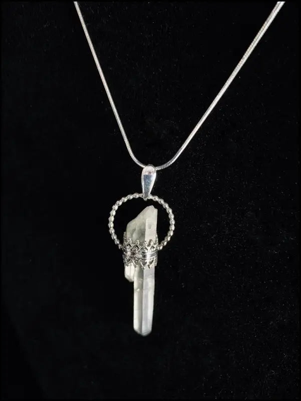 Sterling Silver Quartz Crystal Point Goddess Pendant Necklace - Jewelry
