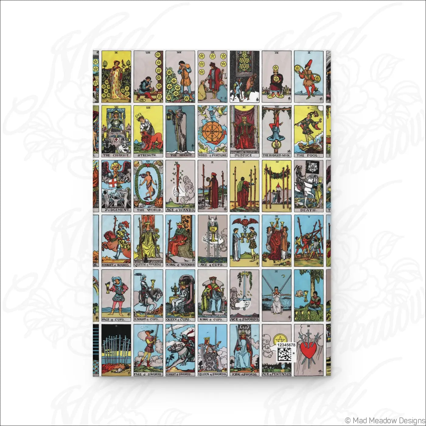 Rectangular hardcover journal with lined pages and matte finish featuring vintage rider-waite tarot card art