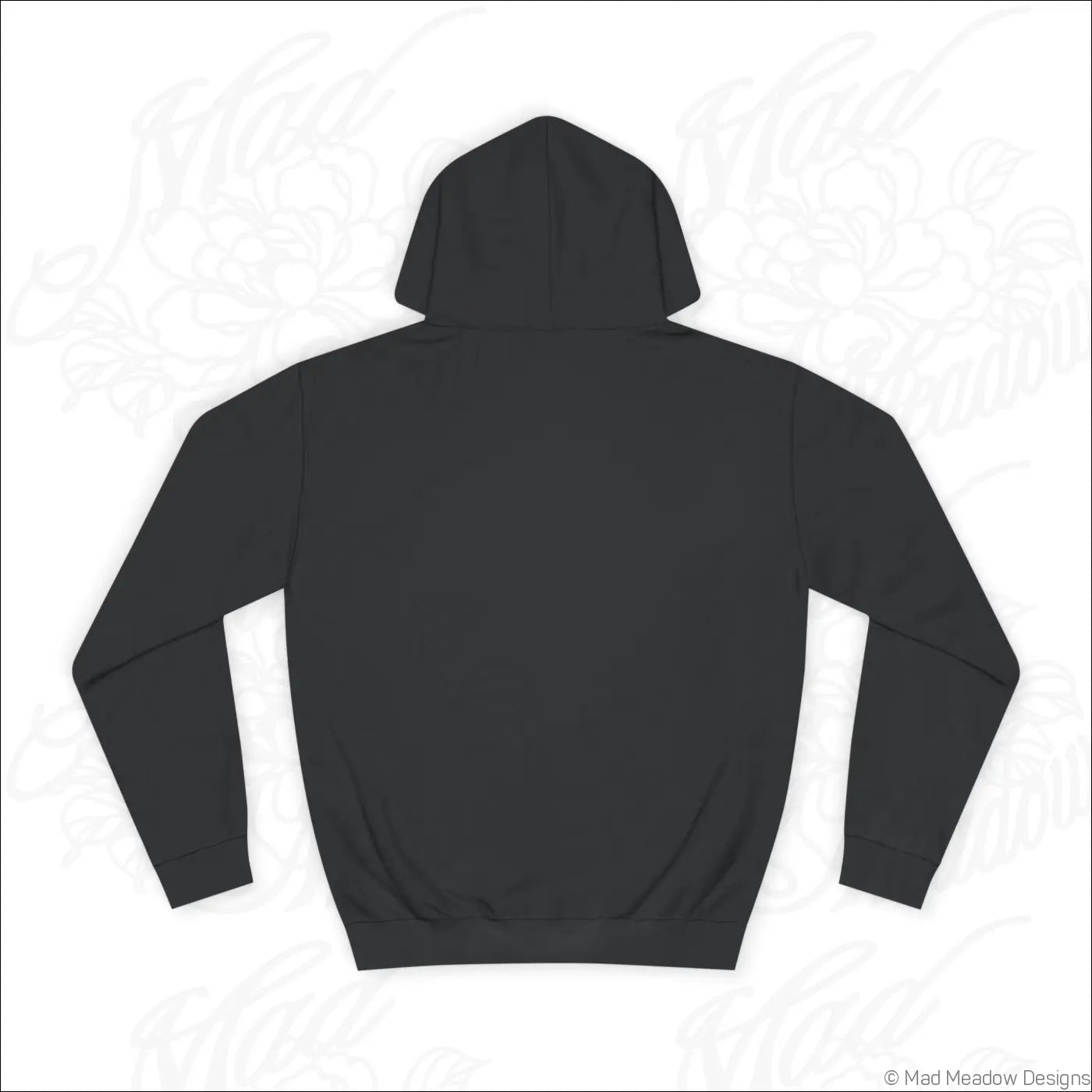 Black hooded sweatshirt with tarot card sun and moon graphic long sleeves ribbed cuffs low heat care instructions