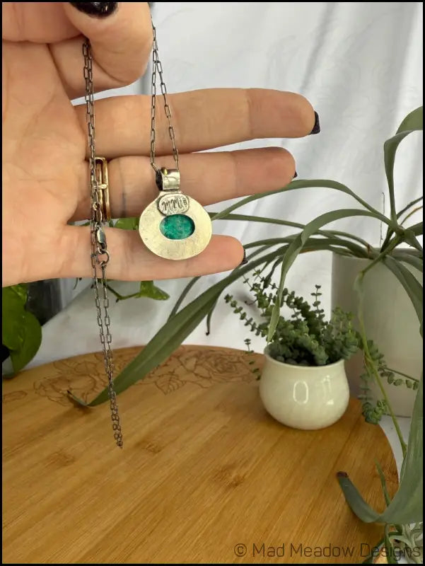 Chrysoprase Sterling Silver and Brass Snake Pendant necklace - Jewelry