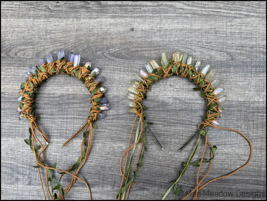 Vine Wrapped Fairy Goddess Quartz Crystal Headband Crown - Jewelry