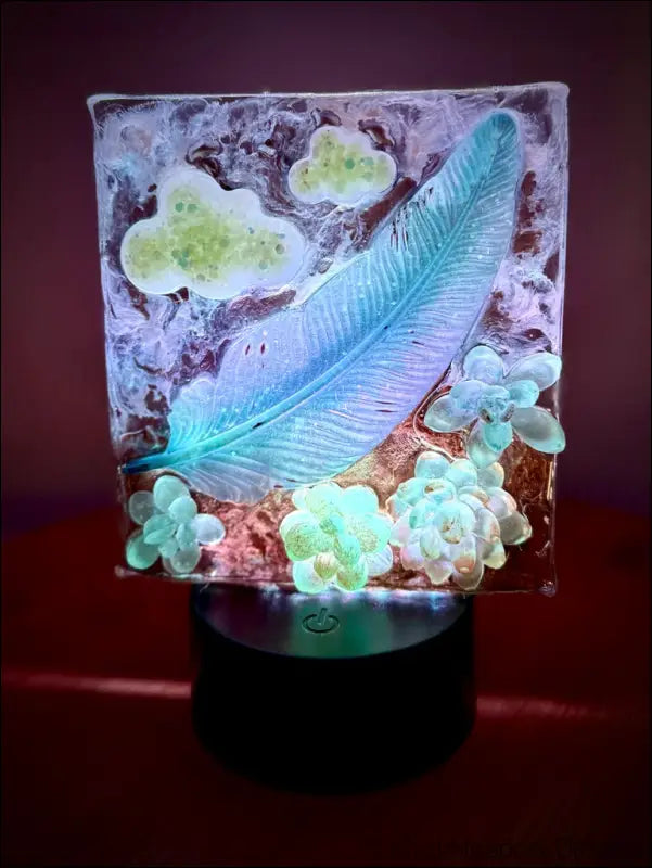 Whimsical Feather Nightlight with Glowing Flowers for a Dreamy Sanctuary - Light