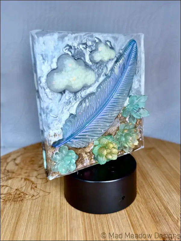 Whimsical Feather Nightlight with Glowing Flowers for a Dreamy Sanctuary - Light