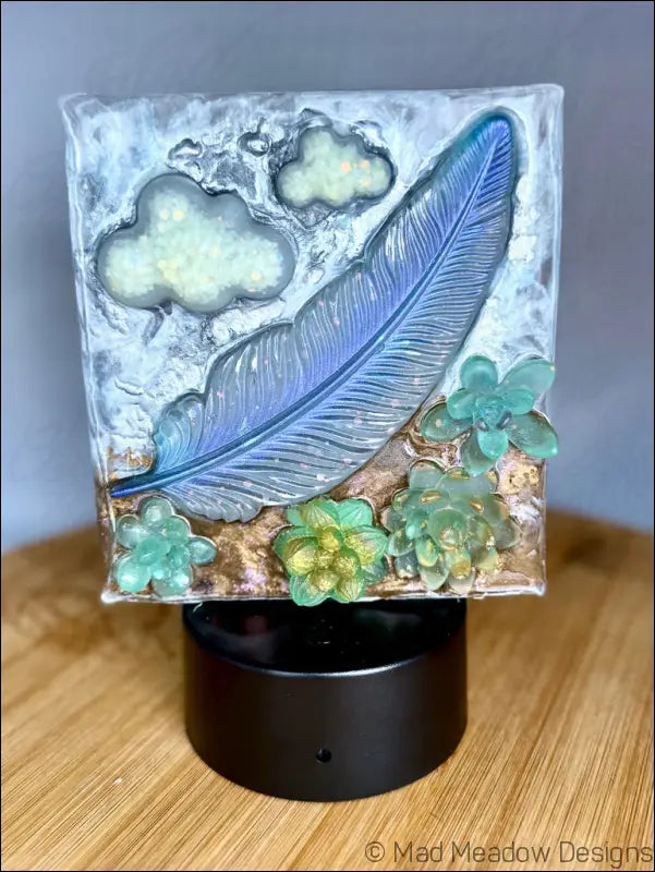 Whimsical Feather Nightlight with Glowing Flowers for a Dreamy Sanctuary - Light