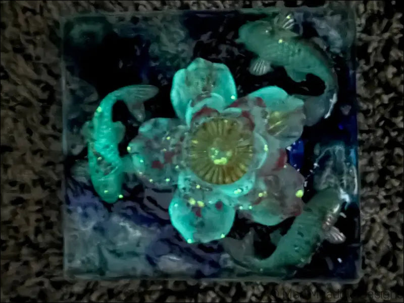 Whimsical Glowing Koi Pond with Lotus Flower RGB Color Change Night Light - Light