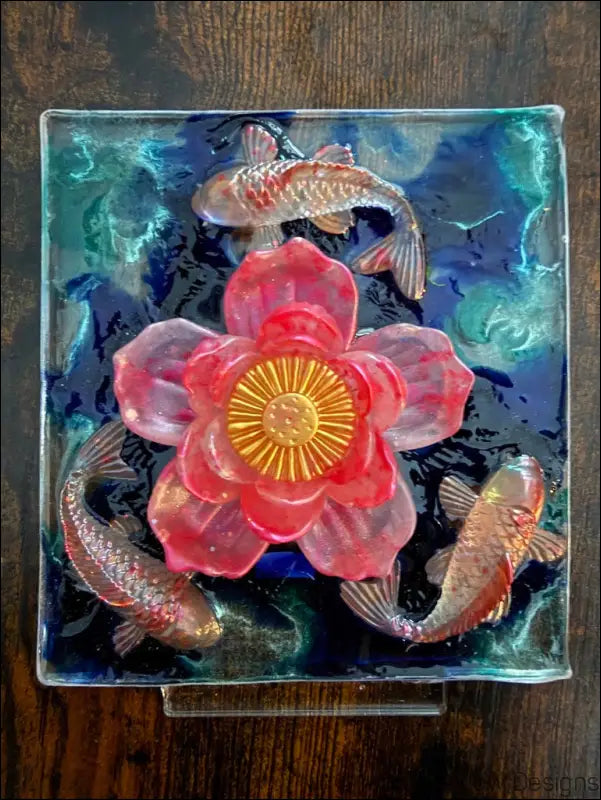 Whimsical Glowing Koi Pond with Lotus Flower RGB Color Change Night Light - Light