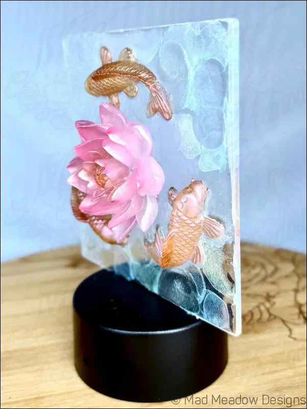 Whimsical Glowing Orange Koi Fish Pond with Pink Lotus Flower RGB Color Change Night Light (Copy) - Light
