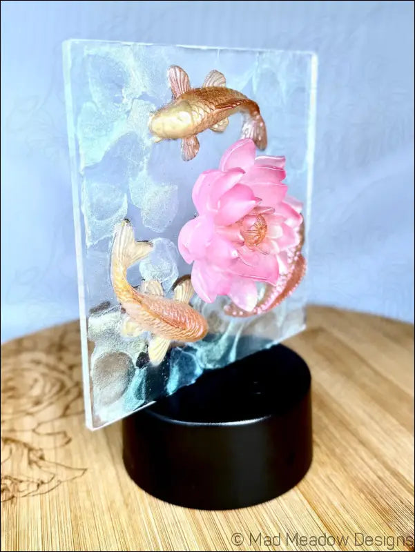 Whimsical Glowing Orange Koi Fish Pond with Pink Lotus Flower RGB Color Change Night Light (Copy) - Light