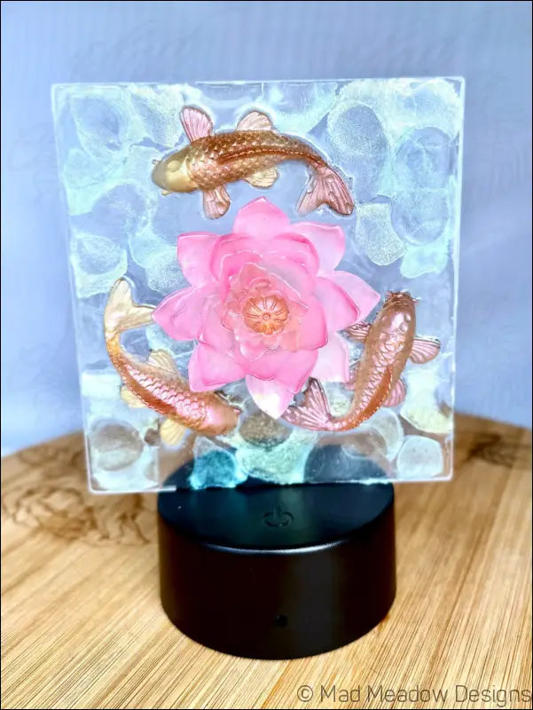 Whimsical Glowing Orange Koi Fish Pond with Pink Lotus Flower RGB Color Change Night Light (Copy) - Light
