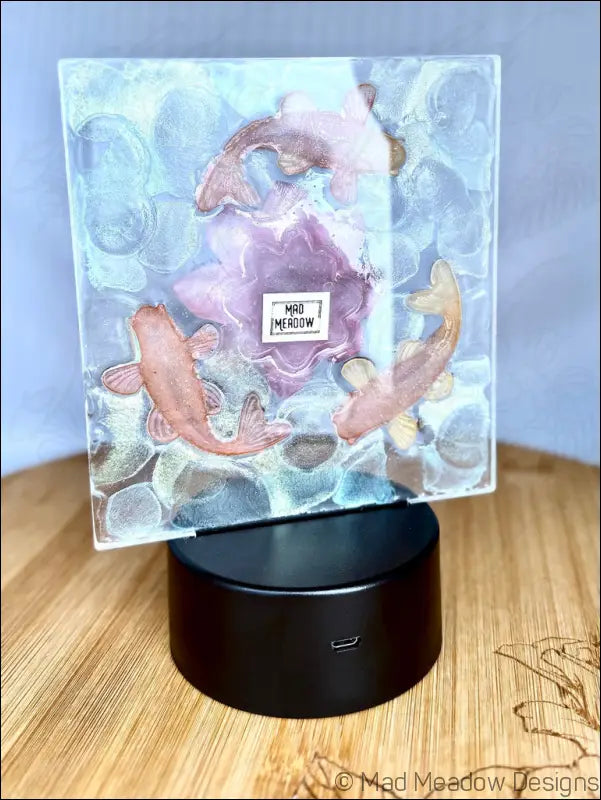 Whimsical Glowing Orange Koi Fish Pond with Pink Lotus Flower RGB Color Change Night Light (Copy) - Light
